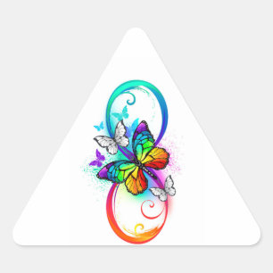 Adesivo Triangular Infinito brilhante com borboleta arco-íris