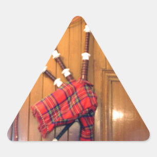 Adesivo Triangular Instrumento Musical Gaita Escocesa Xadrez Tartan E