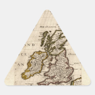 Adesivo Triangular Isles Britaniques - 1700 Nicolas Fils Sanson Map