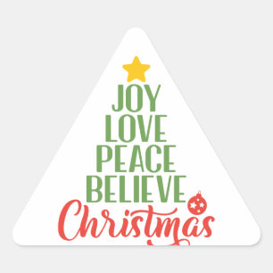 Adesivo Triangular Joy, Love, Peace, Acredite no Natal