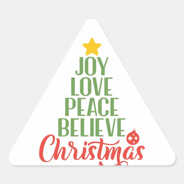 Adesivo Triangular Joy Love Peace Trust Sticker - Inspiracional (Frente)