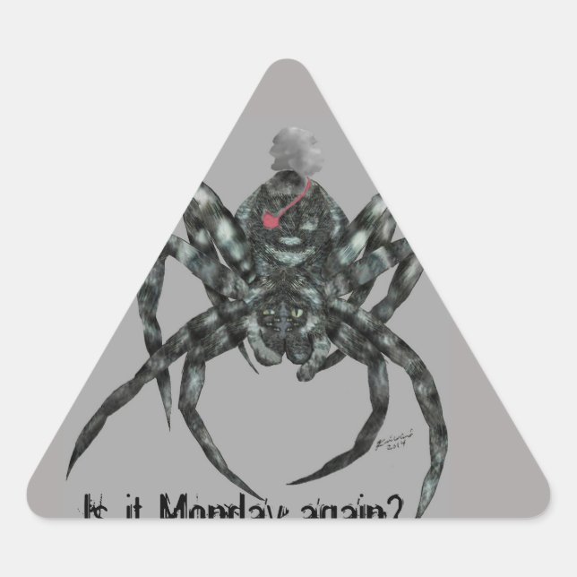 Adesivo Triangular Larry, a aranha é segunda-feira de novo Sticker (Frente)