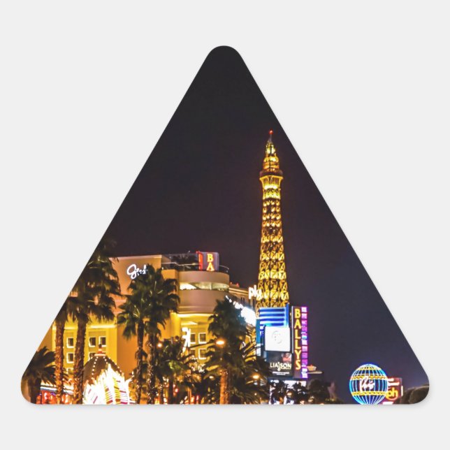 Adesivo Triangular Las Vegas Night Lights Strip Eiffel Tower Casino (Frente)