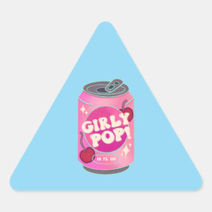 Adesivo Triangular Lata de Refrigerante de Cereja Girly Pop Rosa Re