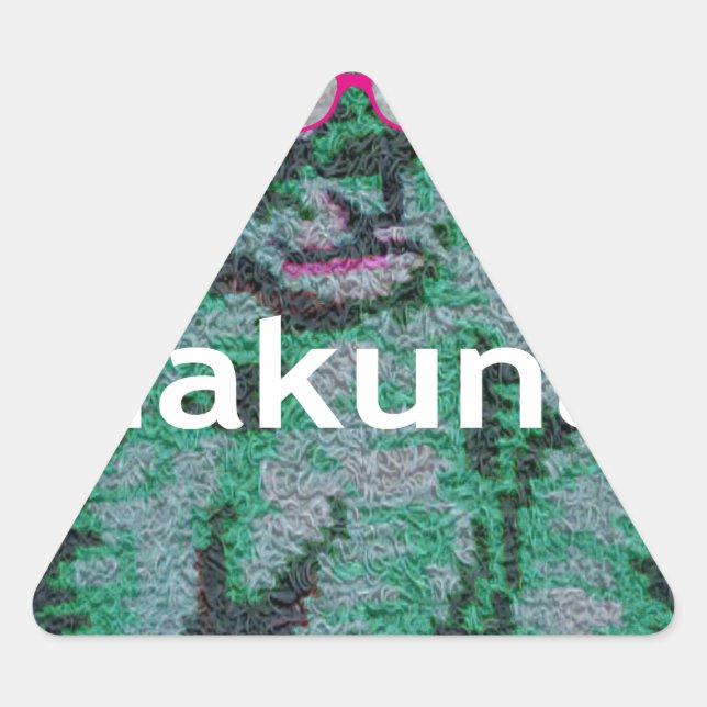 Adesivo Triangular Leão Verde com Óculos Rosa "Hakuna Matata" Arte (Frente)