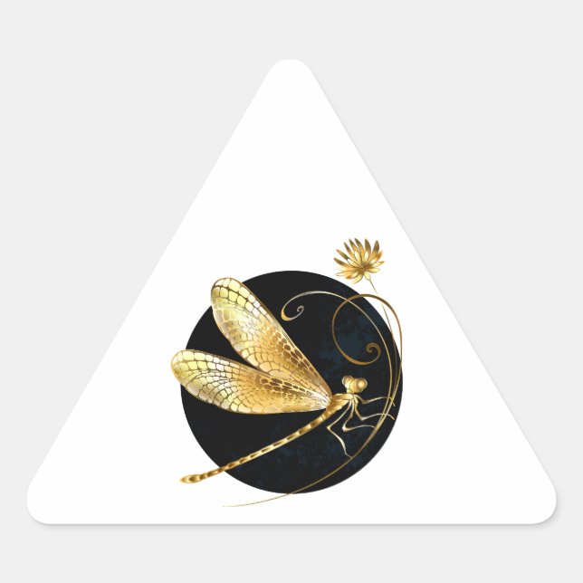 Adesivo Triangular libélula ouro em círculo preto (Frente)