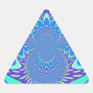 Adesivo Triangular Linda arte moderna do Cyan Blue batik Kaleidoscope