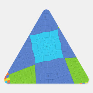 Adesivo Triangular Linda Desenho de Arte de Cian Azul Verde Incrível