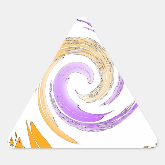 Adesivo Triangular Linda Design de Arte Moderna: Roxo e Dourado (Frente)