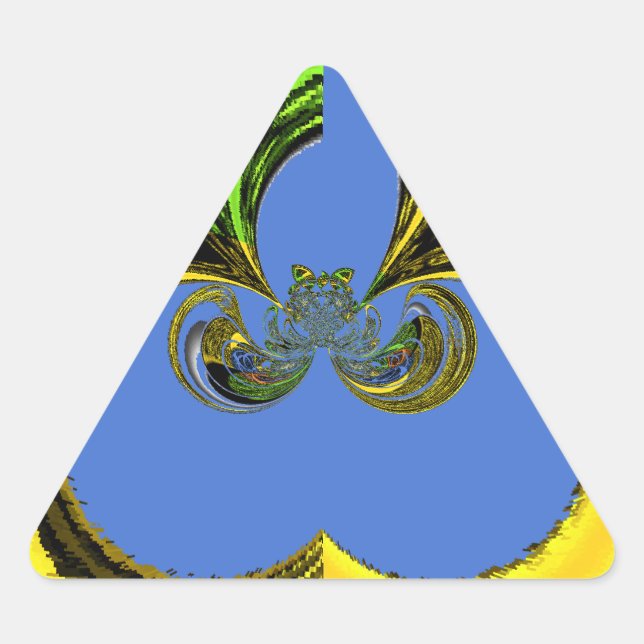 Adesivo Triangular Linda e adorável Arte Amarela e Azul na África do  (Frente)