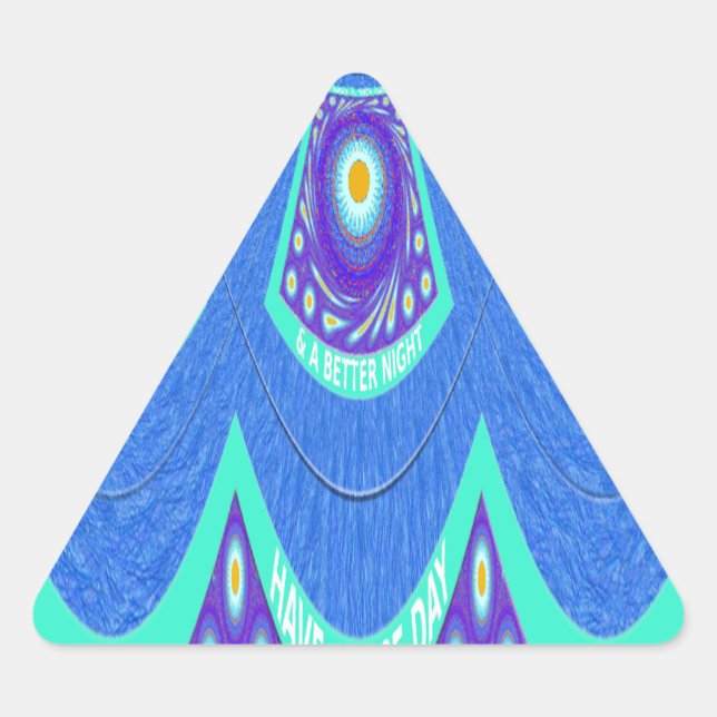 Adesivo Triangular Linda e adorável Cyan Blue batik vetor Art (Frente)