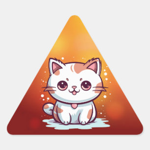 Adesivo Triangular Linda Gato Estilo Kawaii Clipart-47758