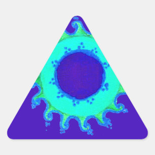 Adesivo Triangular Linda pintura de óleo de arte azul iridescente