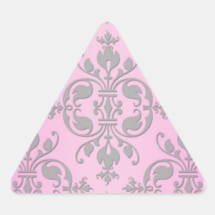 Adesivo Triangular Lindo Damasco Rosa e Cinza Feminino