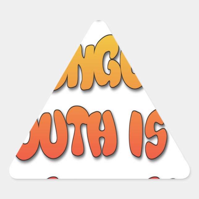 Adesivo Triangular Língua Ligada: Engraçada Língua Cita Texto Colorid (Frente)