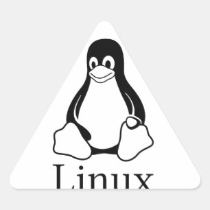 Adesivo Triangular Logotipo de Linux com Tux o pinguim de Linux