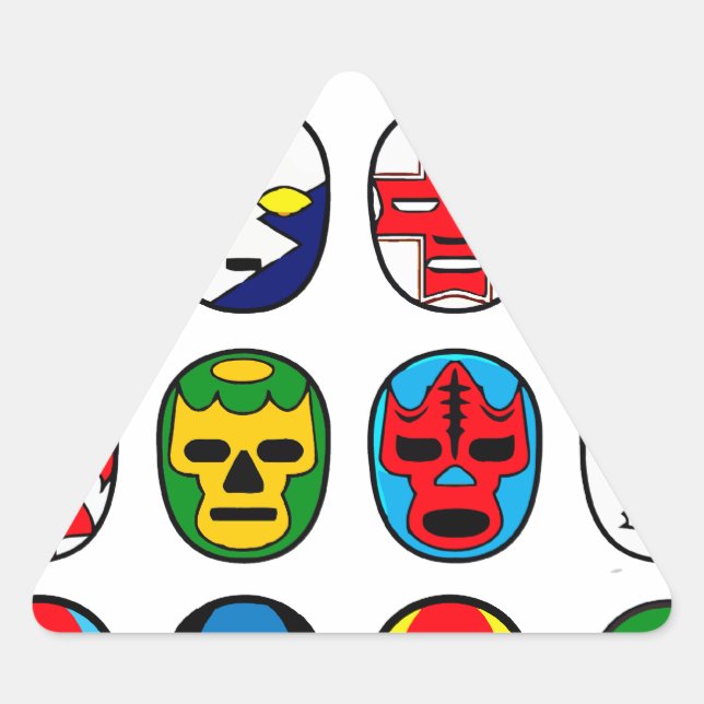 Adesivo Triangular Lucha Libre Luchador Luta Máscaras mexicanas (Frente)