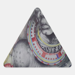 Adesivo Triangular Mãe Massai & Criança com Arte de Leão Impressão/Gr