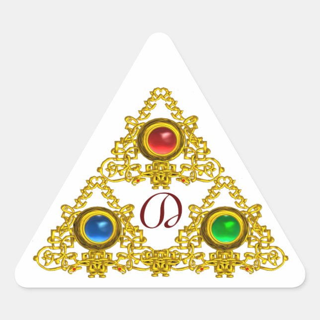 ADESIVO TRIANGULAR MAGIC ELFIC TALISMAN/DOURADO TRIÂNGULO MONOGRAMA (Frente)