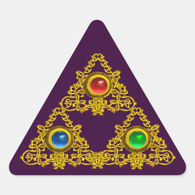 ADESIVO TRIANGULAR MÁGICO ELFIC TALISMAN/DOURADO TRIÂNGULO COM GEMSTO (Frente)