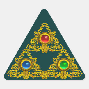 ADESIVO TRIANGULAR MÁGICO ELFIC TALISMAN/DOURADO TRIÂNGULO COM GEMSTO