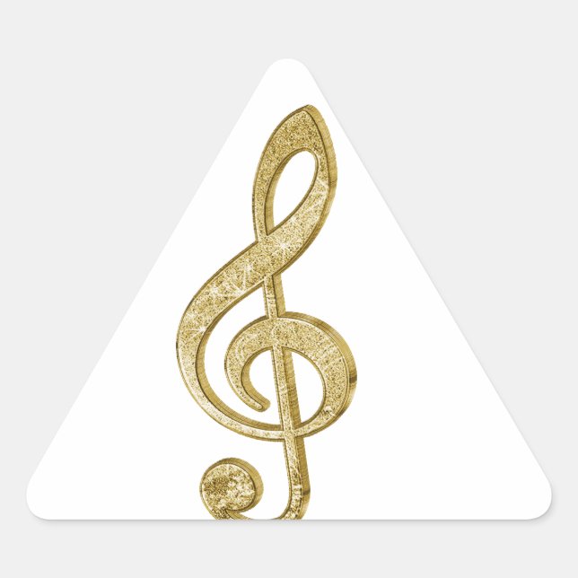 Adesivo Triangular Magnífico bar de ouro brilhante treble clef (Frente)
