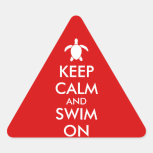 Adesivo Triangular Mantenha a calma e nade no costume da tartaruga de