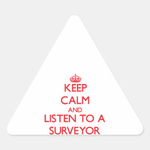 Adesivo Triangular Mantenha-se calmo e ouça uma pesquisa