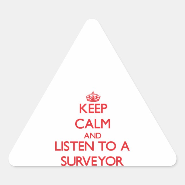 Adesivo Triangular Mantenha-se calmo e ouça uma pesquisa (Frente)