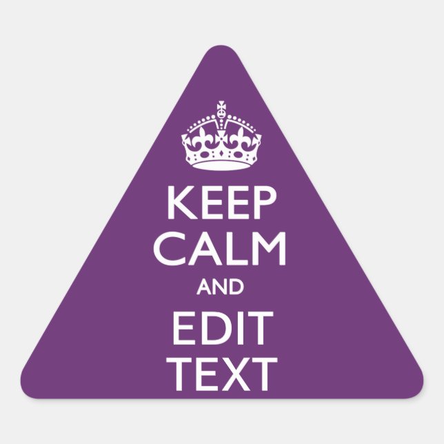 Adesivo Triangular MANTER CALM Personalizado E Editar Texto em Roxo (Frente)