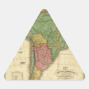 Adesivo Triangular Mapa 1826 de Ámérica do Sul do vintage por Anthony