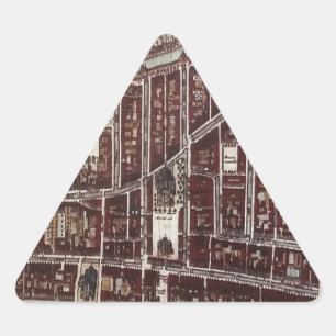 Adesivo Triangular Mapa da cidade de réplica do Delft 1649