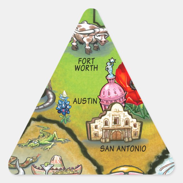 Adesivo Triangular Mapa de Cartões de Georgetown Texas (Frente)