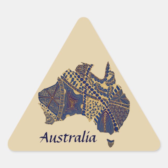 Adesivo Triangular Mapa de Doodle Decorativo da Austrália Desenhado à (Frente)