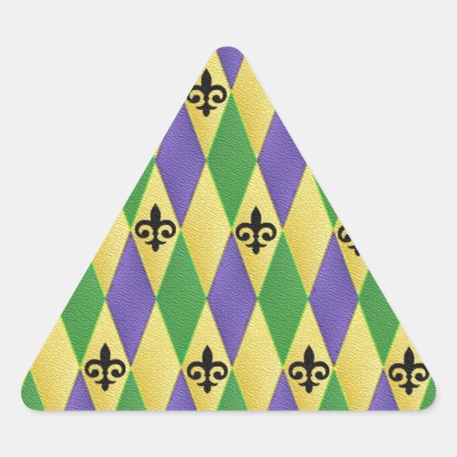 Adesivo Triangular Mardi Gras Harlequin Fleur De Lis (Frente)