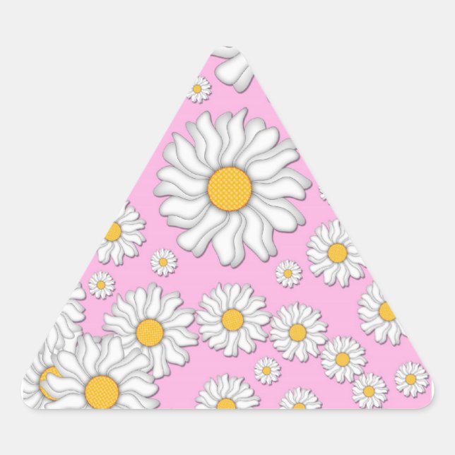 Adesivo Triangular Margaridas Brancas em Fundo Rosa Pálido (Frente)