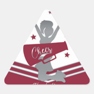 Adesivo Triangular Maroon & Silver Stars Cheer Head Party