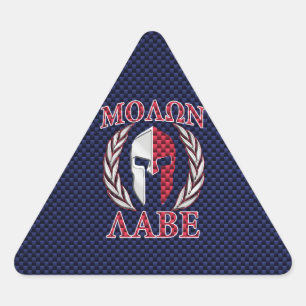 Adesivo Triangular Máscara de Guerreiro Molon Labe Azul Impressão de