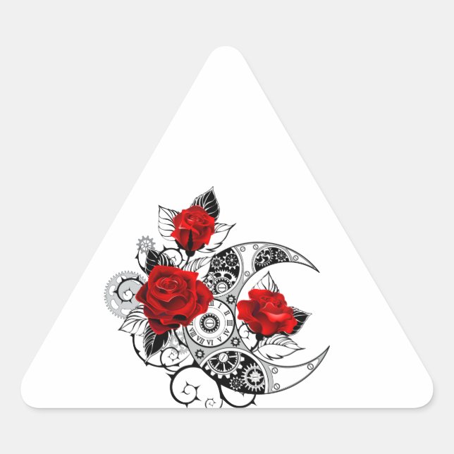 Adesivo Triangular Mechanical Crescent with Red Roses (Frente)
