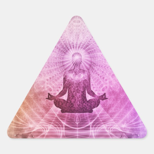 Adesivo Triangular Meditação Espiritual De Yoga Lotus Pose (Frente)