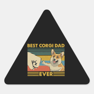 Adesivo Triangular Melhor Pai De Corgi Nunca Retro Vintage Sunset