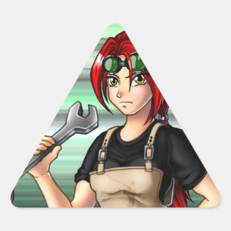 Adesivo Triangular Menina do Anime do mecânico