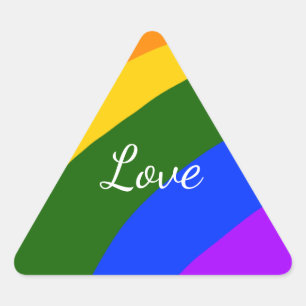 Adesivo Triangular Mês do orgulho do arco-íris amor adicionar nome te