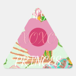 Adesivo Triangular Minha XOXO Pequena Princesa Floral Impressão