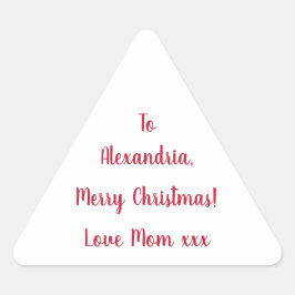 Adesivo Triangular Mínimo Feliz Natal da Mãe Vermelha e Branca