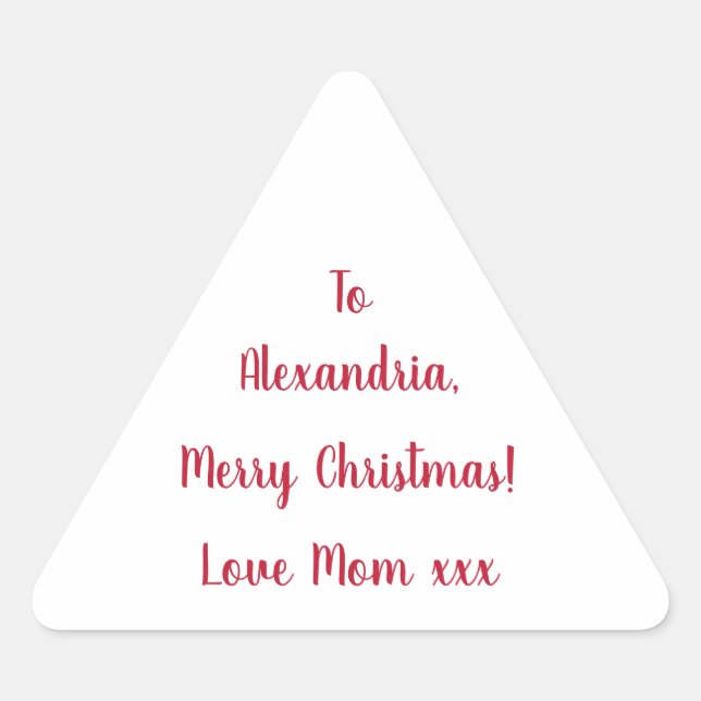 Adesivo Triangular Mínimo Feliz Natal da Mãe Vermelha e Branca (Frente)