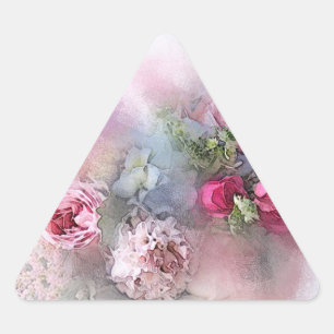 Adesivo Triangular Modelo em Branco de Arte de Aquarela Rosas Vermelh