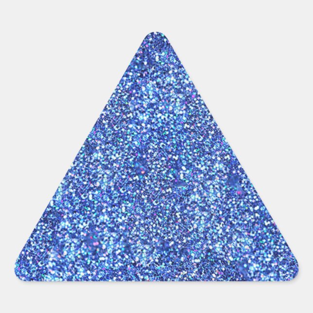 Adesivo Triangular Modelo moderno glamoroso com brilho azul em branco (Frente)