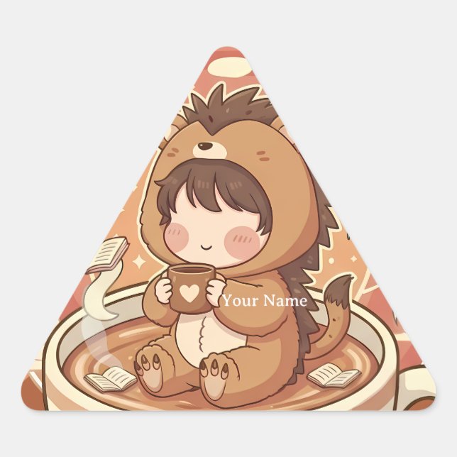 Adesivo Triangular Modern Hedgehog Coffee Triangle Tech Decal (Frente)