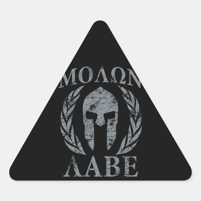 Adesivo Triangular Molon Labe Grunge Spartan Armor (Frente)